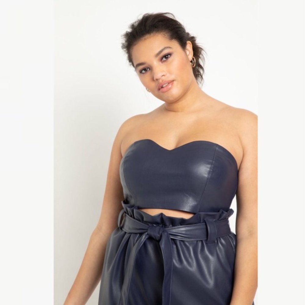 Eloquii Navy Faux Leather Pleather Bustier Tube Top Size 20